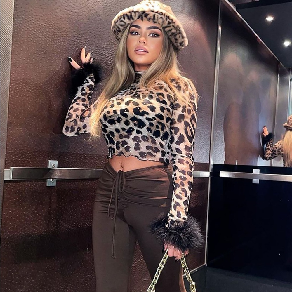 Fashion Nova Cheetah Print Fur Wrists Gemmed Crop top
Just Kitten Around